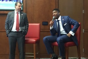 Bucs COO Brian Ford & QB Jameis Winston – Photo by: Mark Cook/PR