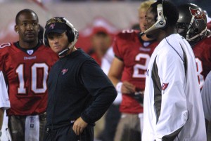 Jon Gruden and Mike Tomlin – Photo by: Cliff Welch/PR