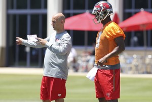 Bucs QBs coach Mike Bajakian - Photo by: Mark Lomoglio/PR