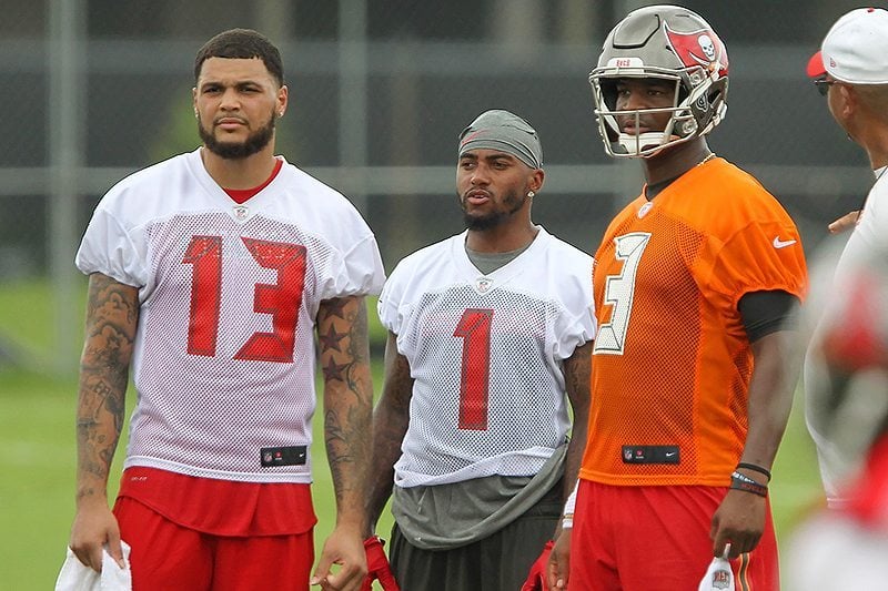 Bucs Wrs Mike Evans And Desean Jackson And Qb Jameis Winston - Photo By: Cliff Welch/Pr