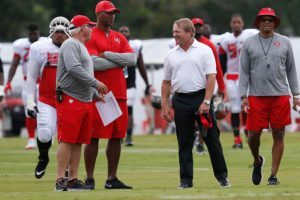 2-Point Conversion: Gruden-To-Bucs Talk Will Turn Serious 2 Bucs Dc Mike Smith And Former Head Coach Jon Guden - Photo By: Cliff Welch/Pr