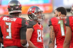 Bucs Qb Jameis Winston, Te Cam Brate And Wr Mike Evans - Photo By: Cliff Welch/Pr