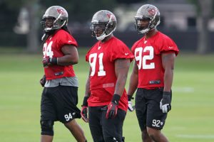 Sr'S Fab 5: Be Cautiously Optimistic About The Bucs; Toughness A Key Trait In Tampa 7 Former Bucs Des Adrian Clayborn And Da'Qaun Bowers And Current De Will Gholston - Photo By: Cliff Welch/Pr
