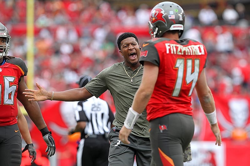 Bucs Qbs Jameis Winston And Ryan Fitzpatrick - Photo By: Cliff Welch/Pr