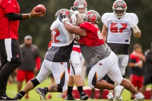 Bucs C Evan Smith And Dt Stevie Tu'Ikolovatu - Photo By: Mary Holt/Pr