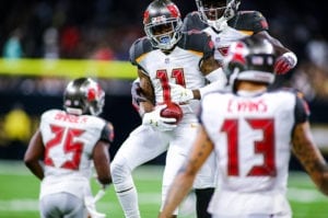 Bucs First Half Report Card: Offense 4 Bucs Wrs Desean Jackson, Chris Godwin And Mike Evans And Rb Peyton Barber - Photo By: Mary Holt/Pr