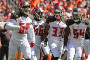 Bucs Mlb Kwon Alexander, Dt Rakeem Nunez-Roches, Cb Carlton Davis And Lb Lavonte David - Photo By: Cliff Welch/Pr