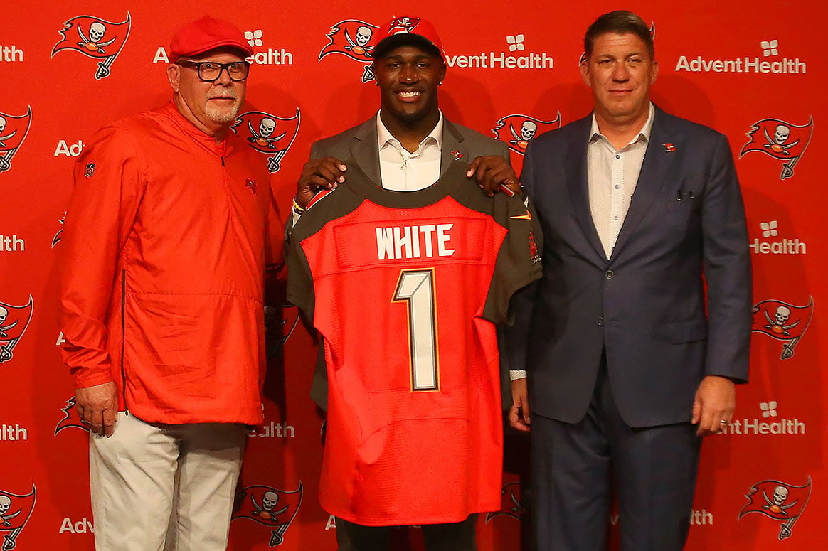 Bucs Head Coach Bruce Arians, Lb Devin White And Gm Jason Licht