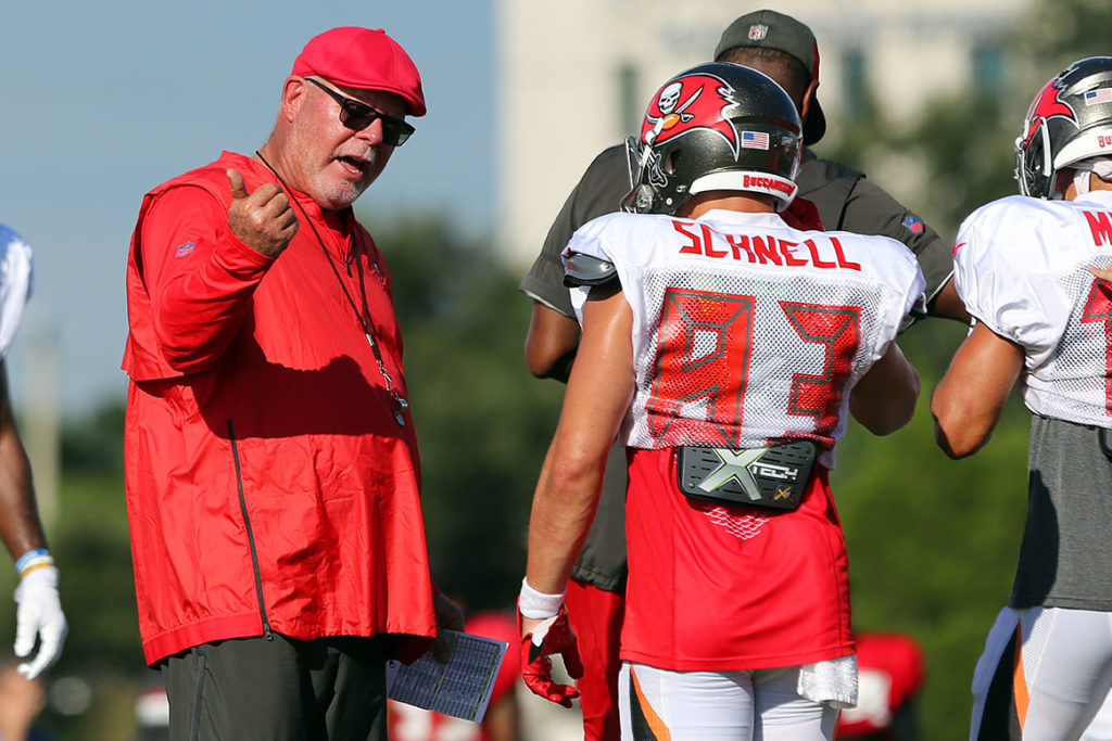 Bucs Wr Spencer Schnell And Head Coach Bruce Arians