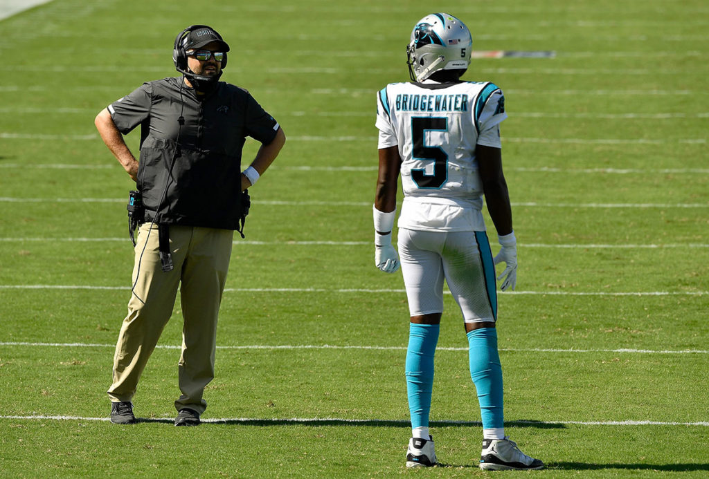 Panthers Hc Matt Rhule And Qb Teddy Bridgewater