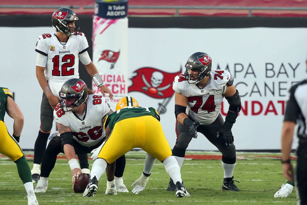 Bucs Qb Tom Brady, C Ryan Jensen And Lg Ali Marpet