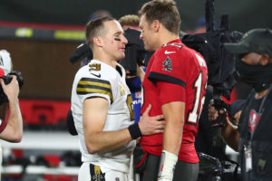 Saints Qb Drew Brees And Bucs Qb Tom Brady