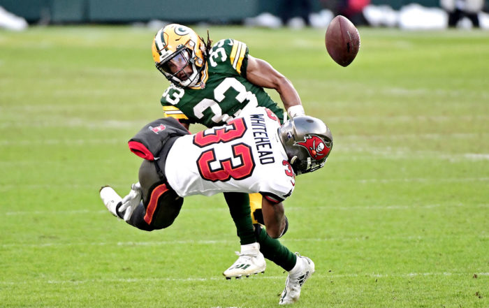 Bucs Ss Jordan Whitehead And Packers Rb Aaron Jones