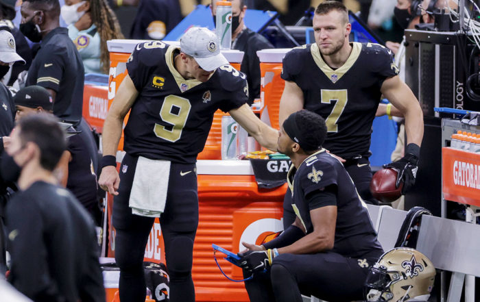 Saints Qbs Drew Brees, Taysom Hill And Jameis Winston