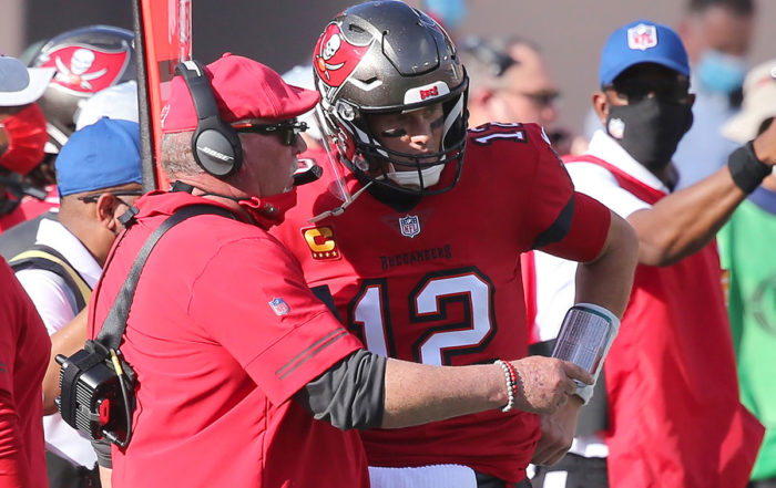 Bucs Head Coach Bruce Arians And Qb Tom Brady Dolphins