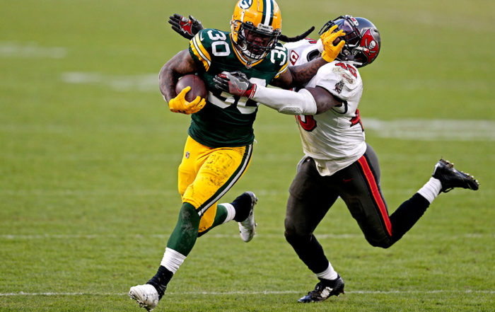 Packers Rb Jamaal Williams And Bucs Lb Devin White