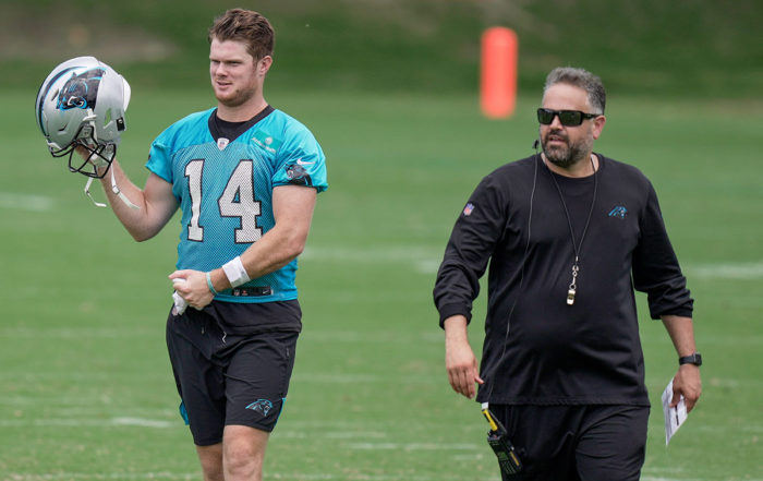 Panthers Qb Sam Darnold And Former Head Coach Matt Rhule