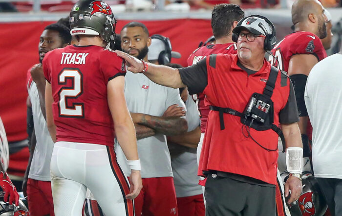 Bucs Qb Kyle Trask And Head Coach Bruce Arians