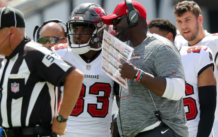 Bucs Ss Jordan Whitehead And Head Coach Todd Bowles