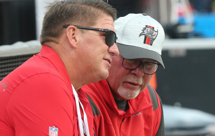 Bucs Gm Jason Licht And Senior Football Consultant Bruce Arians