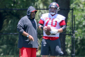 Hainsey Now Center Of Bucs’ Attention With Jensen’s Injury 3 Bucs Ol Coach Harold Goodwin And Ol Robert Hainsey