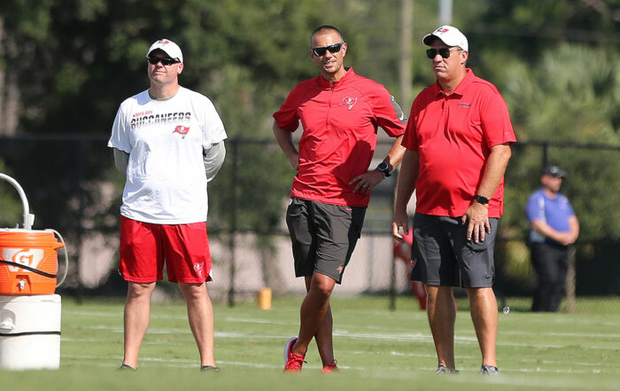 Bucs Director Of College Scouting Mike Biehl, Vp Of Player Personnel John Spytek And Gm Jason Licht