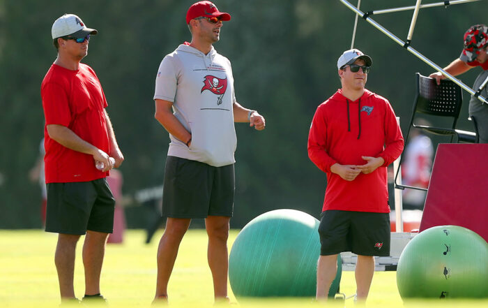 Bucs Assistant Director Of College Scouting Byron Kiefer, Vp Of Player Personnel John Spytek And Vp Of Football Administration Mike Greenberg