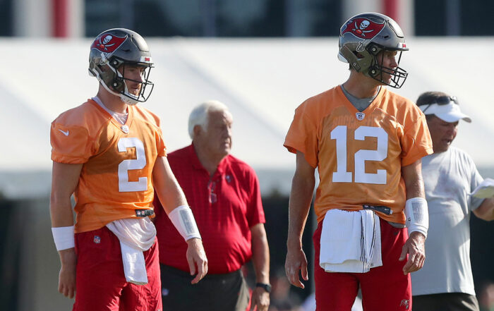 Bucs Qbs Kyle Trask And Tom Brady