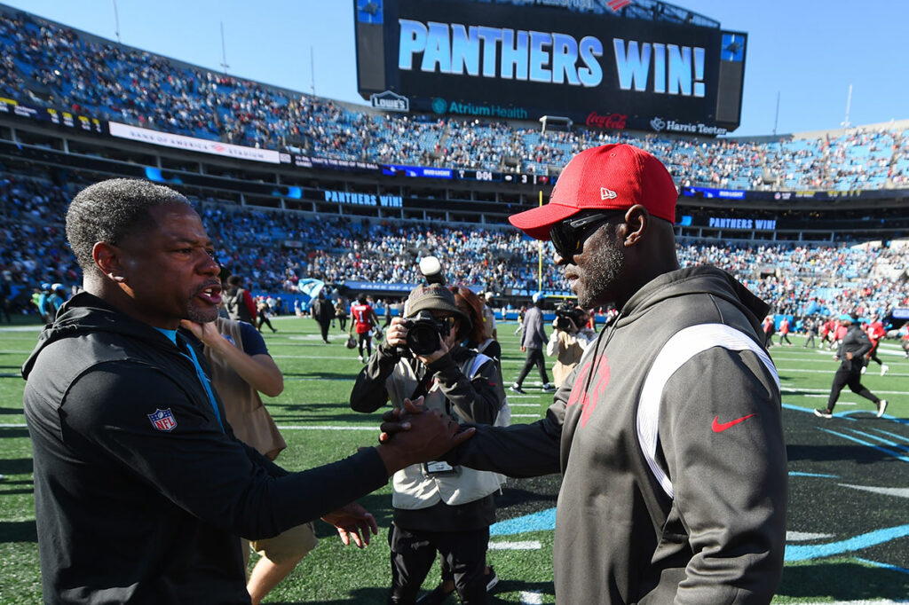 Panthers Coach Steve Wilkes And Bucs Coach Tood Bowles