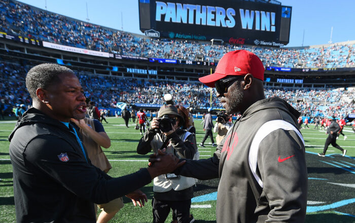 Panthers Coach Steve Wilkes And Bucs Coach Tood Bowles