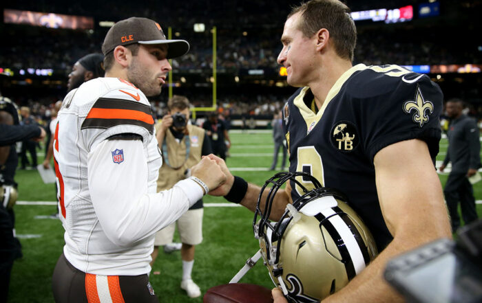 Bucs Qb Baker Mayfield And Legendary Qb Drew Brees