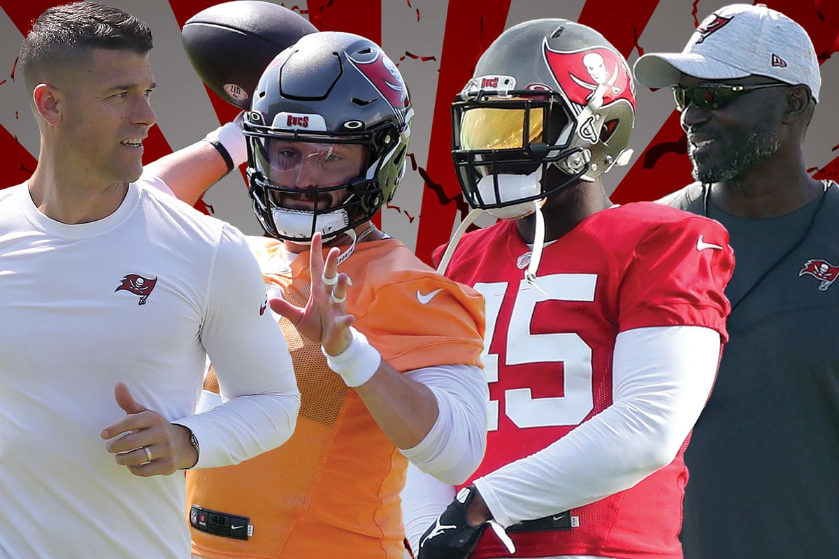 Bucs Oc Dave Canales, Qb Baker Mayfield, Lb Devin White And Hc Todd Bowles