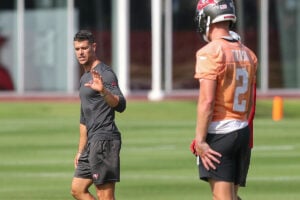 Dave Canales Has An Update On Bucs Qb Competition 3 Bucs Oc Dave Canales And Qb Kyle Trask
