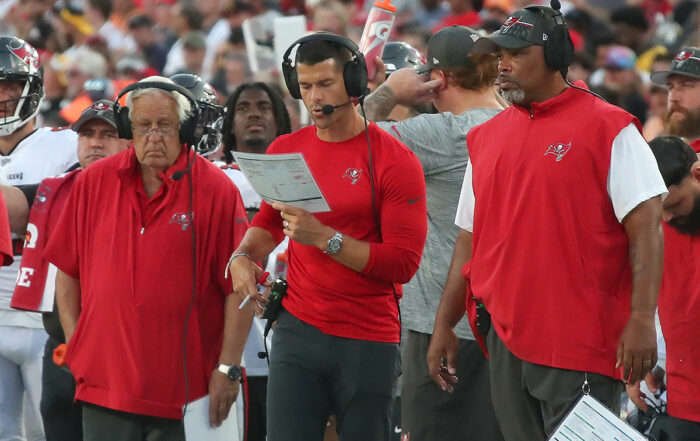 Bucs Oc Dave Canales With Tom Moore And Harold Goodwin