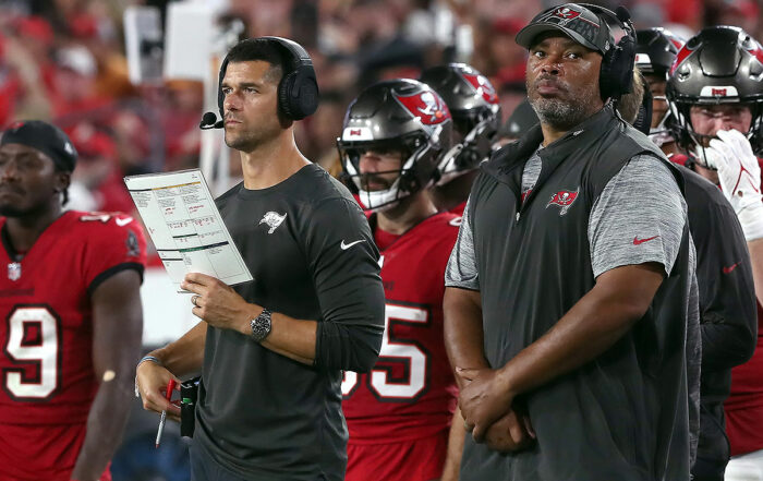 Bucs Oc Dave Canales And Run Game Coordinator Harold Goodwin