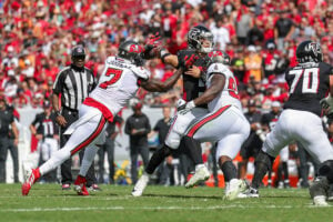 Bucs OLB Shaq Barrett and DT Calijah Kancey and Falcons QB Desmond Ridder