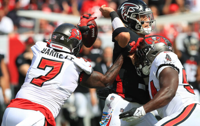 Bucs Olb Shaq Barrett And Dl Calijah Kancey And Falcons Qb Desmond Ridder