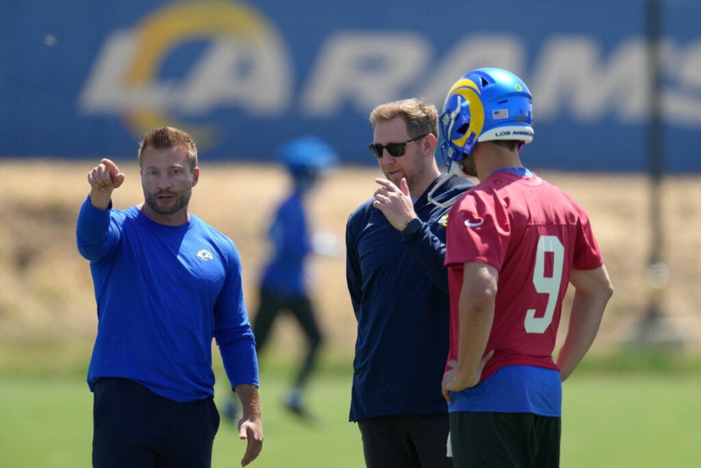 Rams Hc Sean Mcvay, Bucs Oc Liam Coen And Rams Qb Matthew Stafford