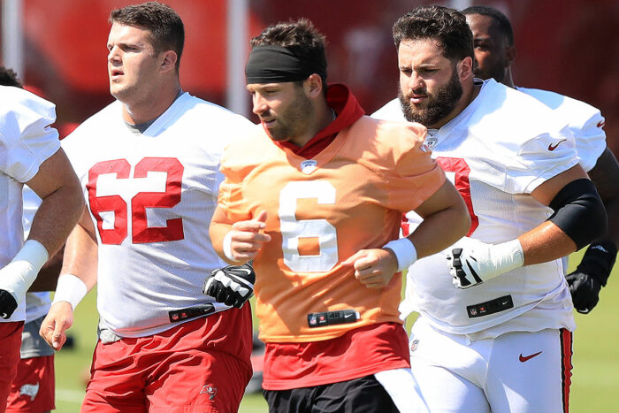 Bucs C Graham Barton, Qb Baker Mayfield And C Robert Hainsey