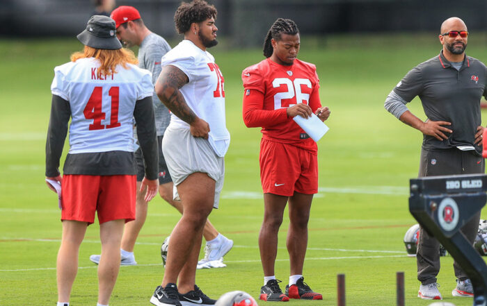 Bucs Lt Tristan Wirfs, Te Ko Kieft And Ss Kaevon Merriweather - Photo By: Cliff Welch/Pr