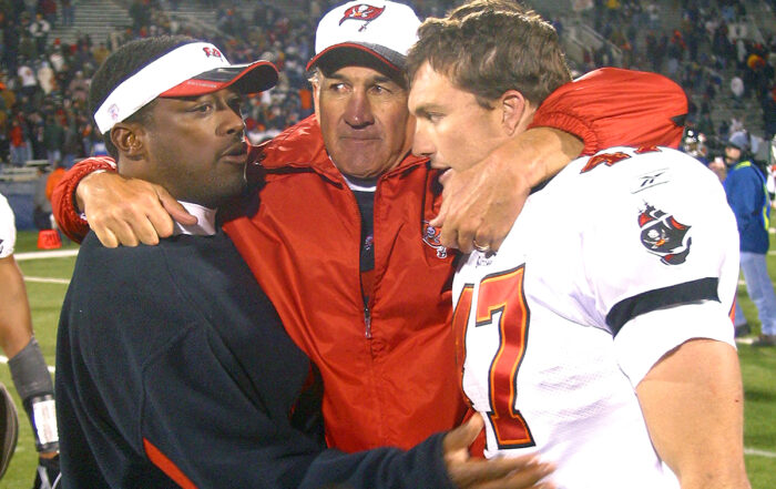 Former Bucs Dc Monte Kiffin, Former Bucs Dbs Coach Mike Tomlin And Former Bucs Ss John Lynch