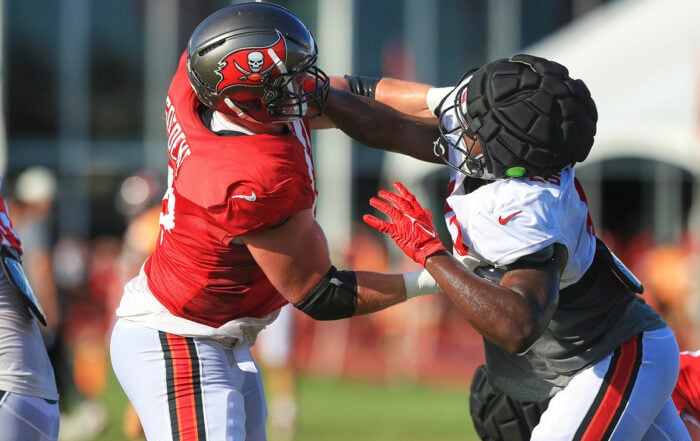 Bucs Rt Luke Goedeke And Olb Chris Braswell