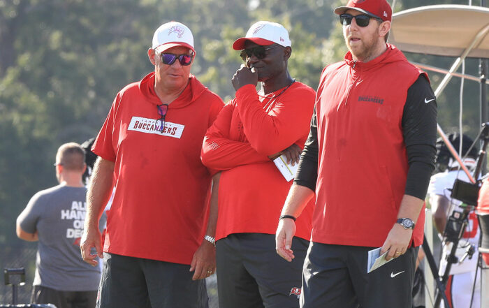 Bucs Gm Jason Licht, Head Coach Todd Bowles And Oc Liam Coen Nfc South