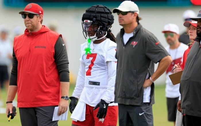 Bucs Oc Liam Coen, Rb Bucky Irving, And Pass Game Coordinator Josh Grizzard