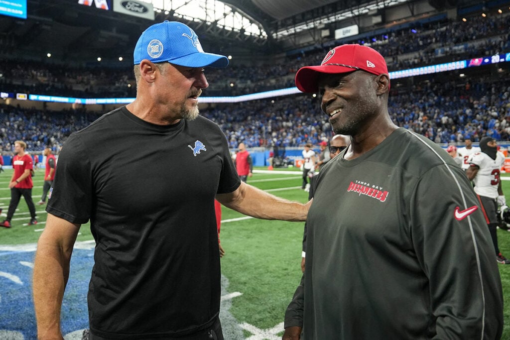 Bucs' 2025 Schedule: The Good, The Bad, The Ugly 3 Lions Hc Dan Campbell And Bucs Hc Todd Bowles