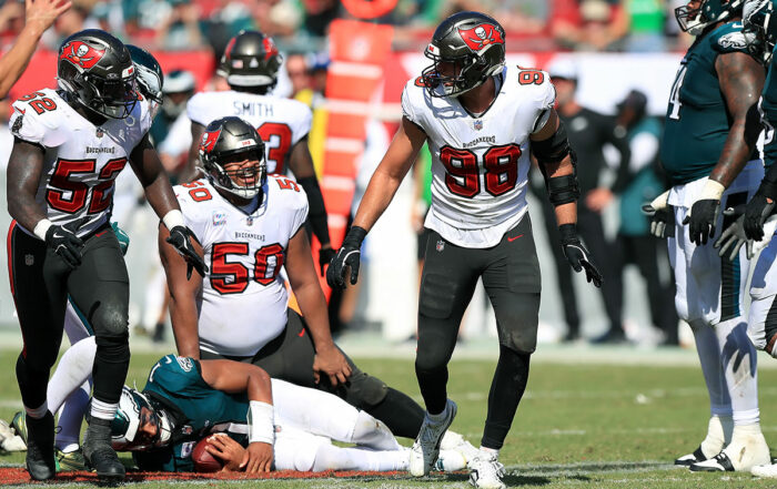 Bucs Olb Anthony Nelson, Ilb Kj Britt, Dt Vita Vea And Eagles Qb Jalen Hurts