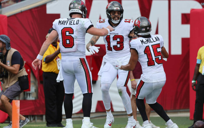 Bucs Qb Baker Mayfield And Wrs Mike Evans And Jalen Mcmillan