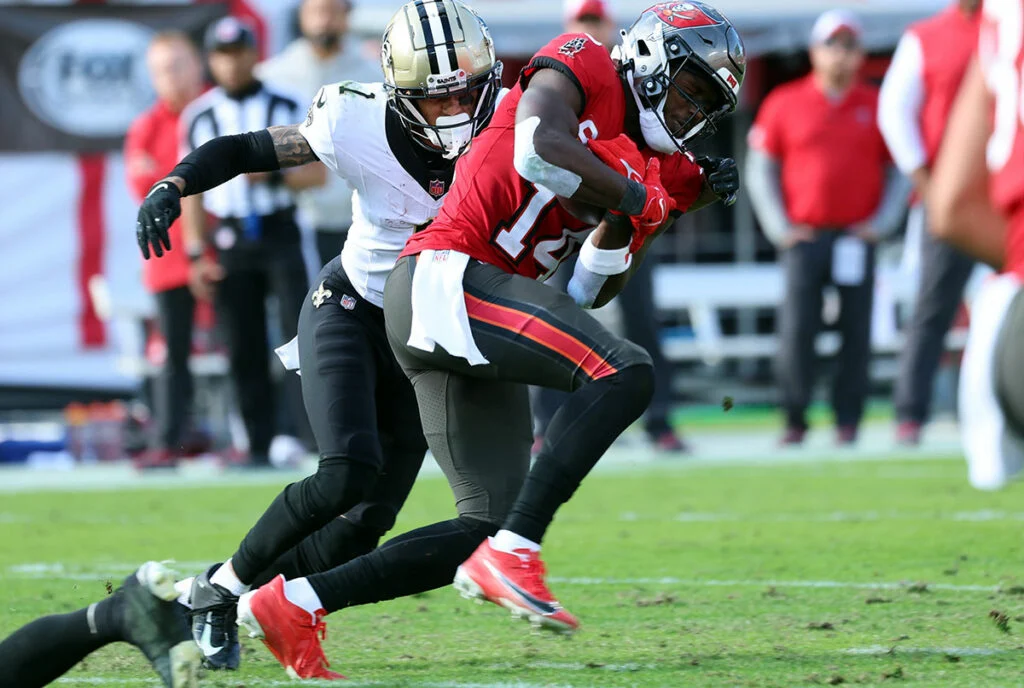Bucs Record Watch 2025: Week 14 Vs. Saints 4 Bucs Wr Chris Godwin And Saints Ncb Alontae Taylor