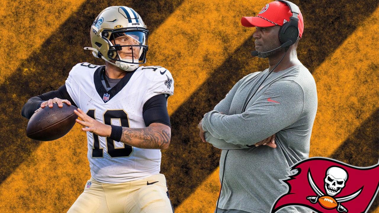 Saints Qb Spencer Rattler And Bucs Head Coach Todd Bowles