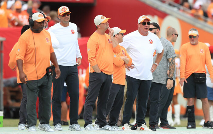 Bucs Assistant Gms John Spytek And Mike Greenberg, Personnel Director Rob Mccartney And Gm Jason Licht